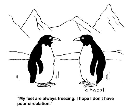 'My feet are always freezing. I hope I don't have poor circulation.'