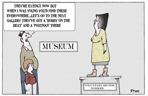 'They're extinct now but when I was young you'd find these everywhere...let's go to the next gallery they've got a 'bobby on the bear' and a 'postman' there.'