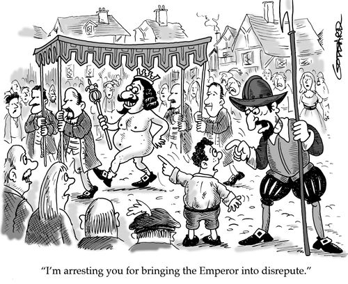 'I'm arresting you for bringing the Emperor into disrepute.'