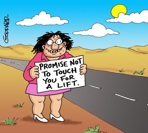 'Promise not to touch you for a lift'.
