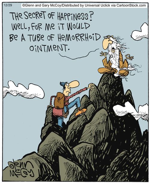 'The secret of happiness? Well, for me it would be a tube of hemorrhoid ointment.'