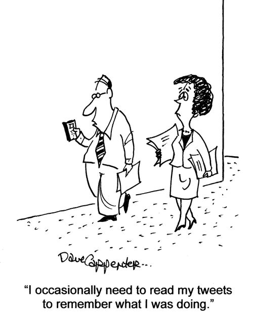 'I occasionally need to read my tweets to remember what I was doing.'