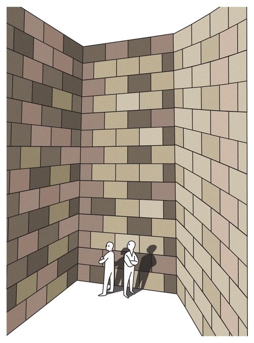 At an impasse, facing a brick wall.