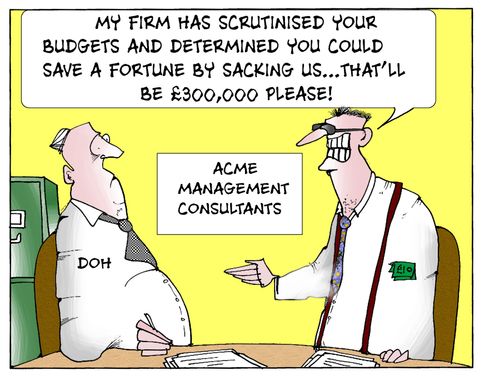 "My firm has scrutinised your accounts and determined you could save a fortune by the sacking us...that'll be £300,000 please!"
