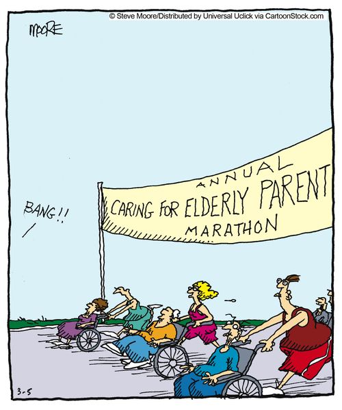 Annual caring for elderly parent marathon.