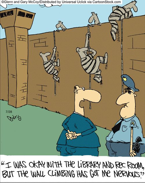 'I was okay with the library and rec room, but the wall climbing has got me nervous.'