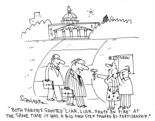 'Both parties shouted 'liar, liar, pants on fire' at the same time. It was a big first step towards bi-partisanship.'