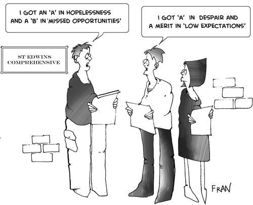 "I got an 'A' in hopelessness and a 'B' in missed opportunities."