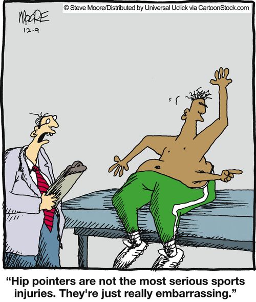 'Hip pointers are not the most serious sports injuries. They're just really embarrassing.'