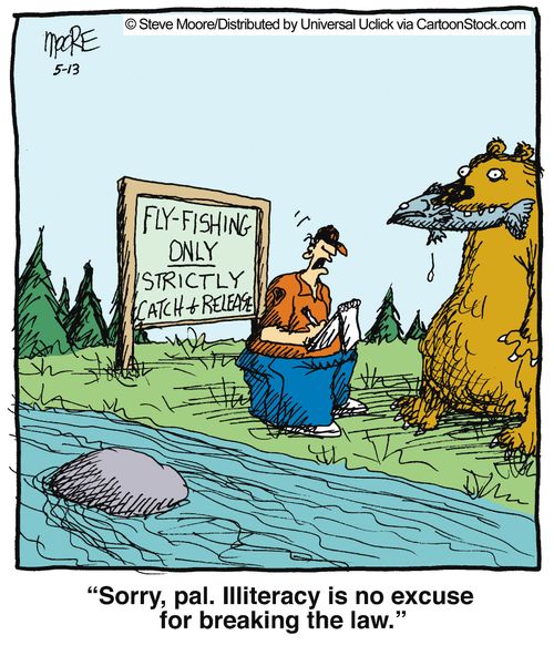 'Sorry, pal. Illiteracy is no excuse for breaking the law.'