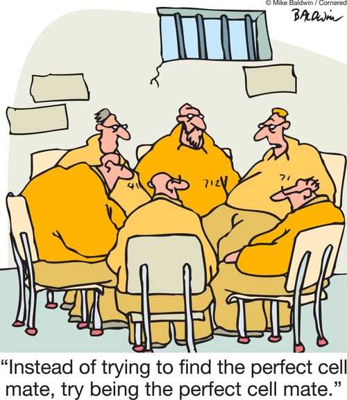 'Instead of trying to find the perfect cell mate, try being the perfect cell mate.'