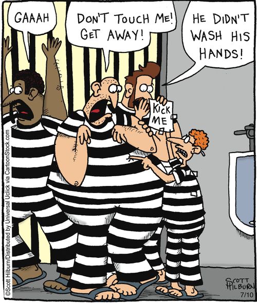 'He didn't wash his hands.'