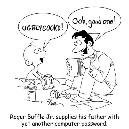 Roger Buffle Jr. supplies his father with yet another computer password.