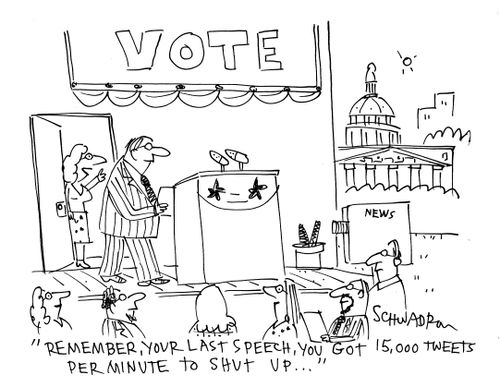 "Remember, your last speech, you got 15,000 tweets per minute to shut up...."