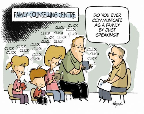 'Do you ever communicate as a family by just speaking?'