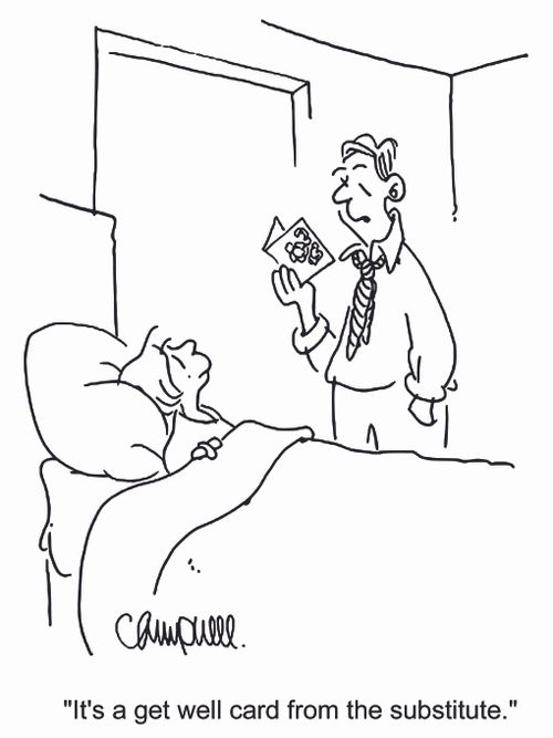 'It's a get well card from the substitute.'
