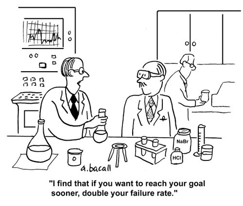'I find that if you want to reach your goal sooner, double your failure rate.'