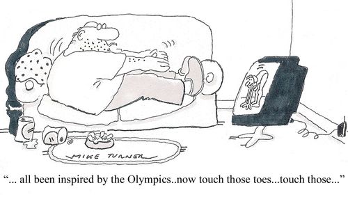 '...all been inspired by the Olympics...now touch those toes...touch those...'