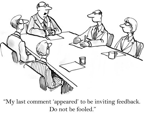 'My last comment appeared to be inviting feedback. Do not be fooled.'