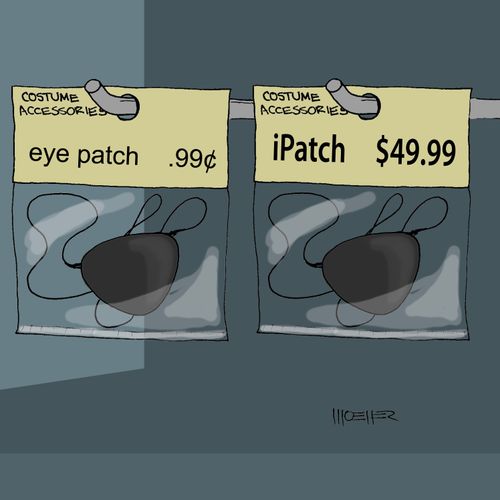 The difference in costs between an 'eye patch' and an 'iPatch'.