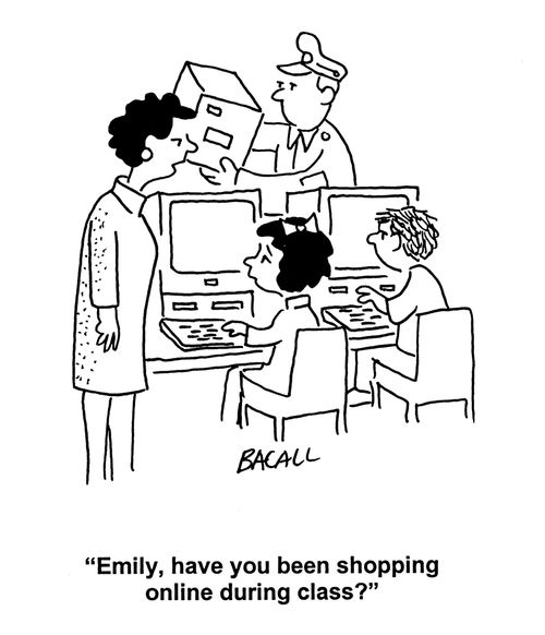 'Emily, have you been shopping online during class?'