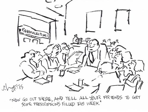 'Now go out there, and tell all your friends to get some prescriptions filled this week.'