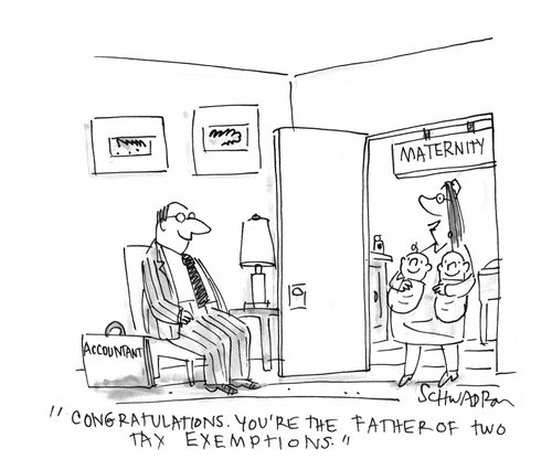 'Congratulations. You're the father of two tax exemptions.'