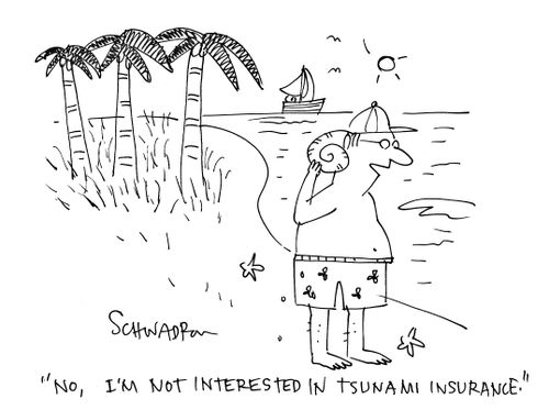 'No, I'm not interested in tsunami insurance.'