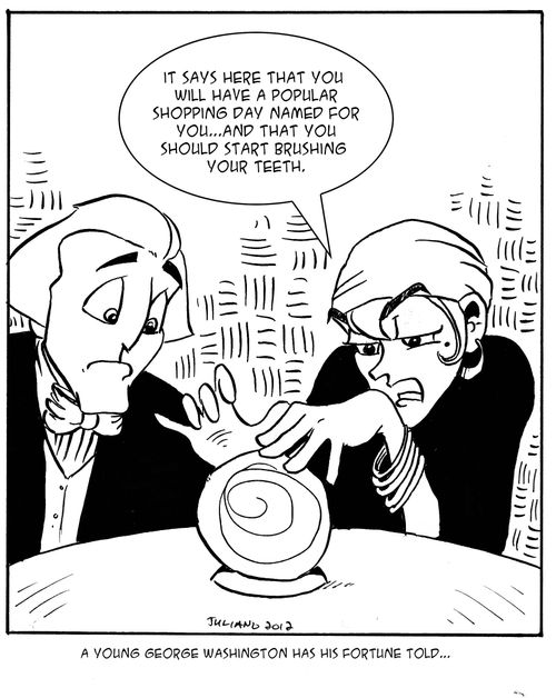 A young George Washington has his fortune told.