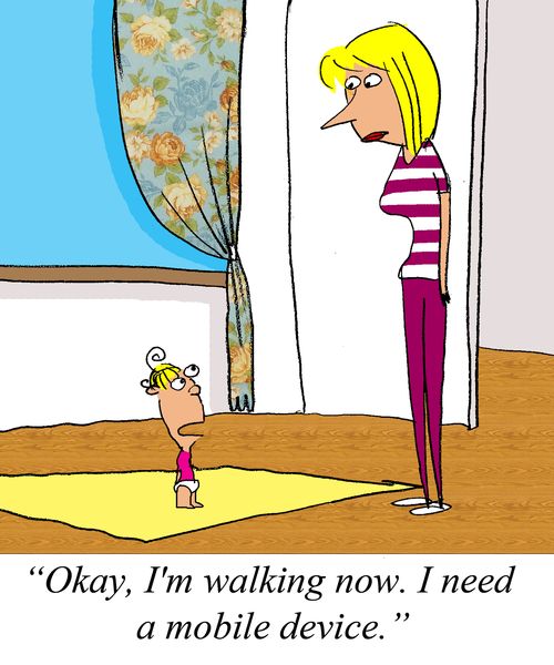 'Okay, I'm walking now. I need a mobile device.'