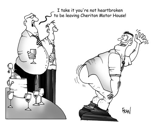 "I take it you're not heartbroken to be leaving the firm!"