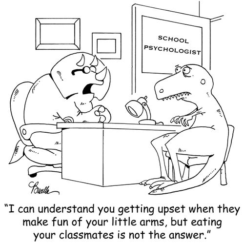 'I can understand you getting upset when they make fun of your little arms, but eating your classmates is not the answer.'