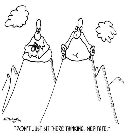 'Don't just sit there thinking. Meditate.'