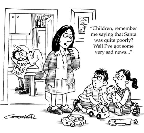 'Children, remember me saying that Santa was quite poorly? Well, I've got some very sad news...'