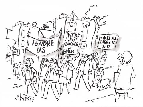 Protesters: 'Ignore us' - 'We're just taking a walk'. 
