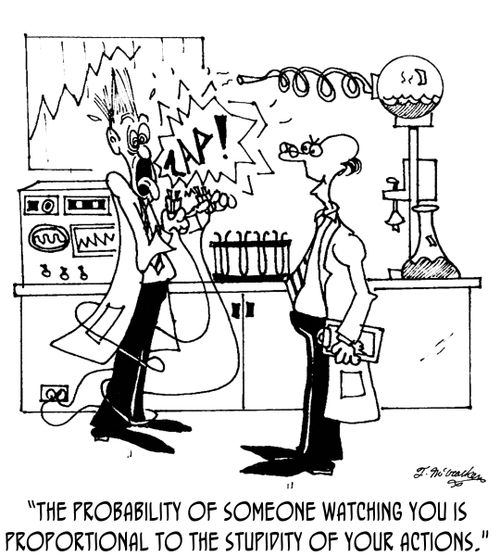 'The probability of someone watching you is proportional to the stupidity of your actions.'