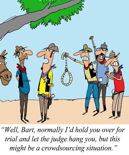 'Well, Bart, normally I'd hold you over for trial and let the judge hang you, but this might be a crowdsourcing situation.'