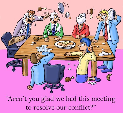 'Aren't you glad we had this meeting to resolve our conflict?'