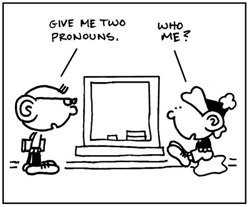 'Give me two pronouns.'
