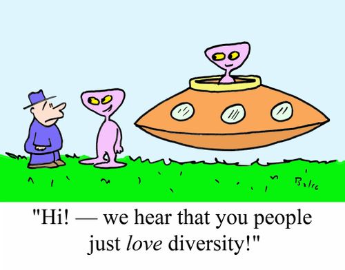 'Hi - We hear that you people just LOVE diversity'