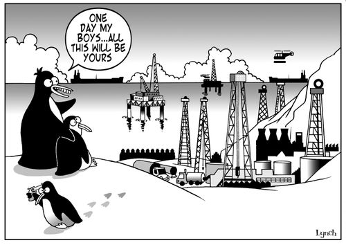 Penguin hands over oil polluted world to sons...
