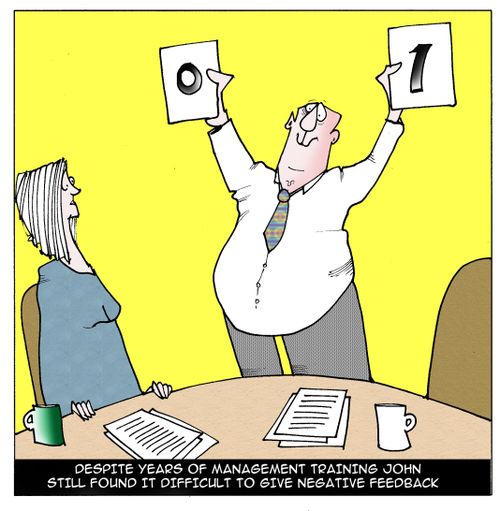 "Despite years of management training john still found it difficult to give negative feedback."