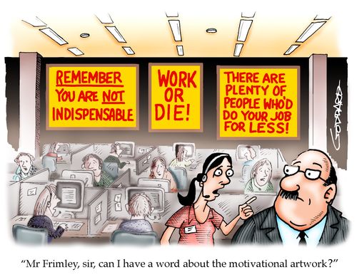 'Mr Frimley, sir, can I have a word about the motivational artwork...'
