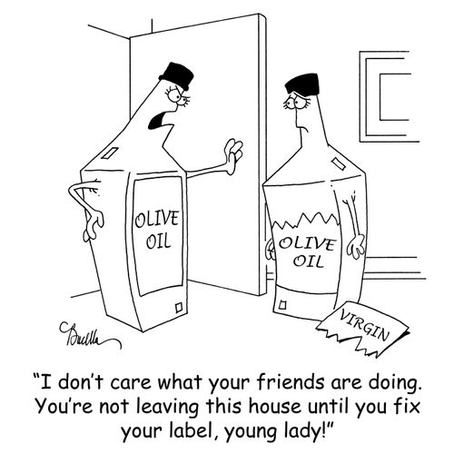 'I don't care what your friends are doing. You're not leaving this house until your fix your label, young lady!'