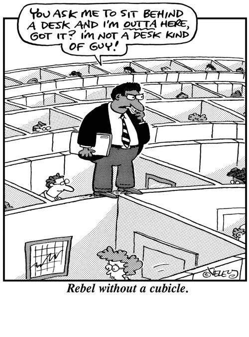 Rebel without a cubicle.