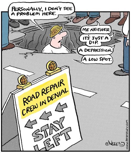 Road repair crew in denial ('Personally, I don't see a problem here.')
