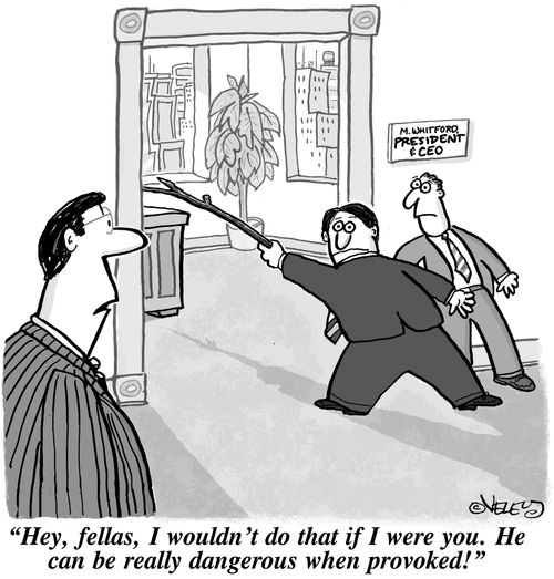 'Hey, fellas, I wouldn't do that if I were you. He can be really dangerous when provoked!'