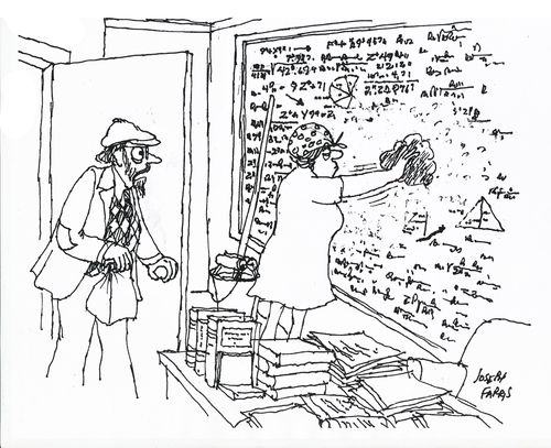 Lady cleaning hypothesis off blackboard.