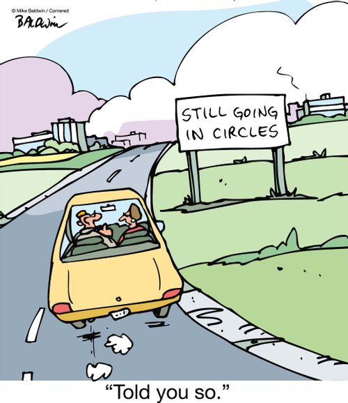 Still going in circles. 'Told you so.'