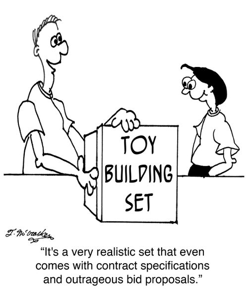 'It's a very realistic set that even comes with contract specifications and outrageous bid proposals.'